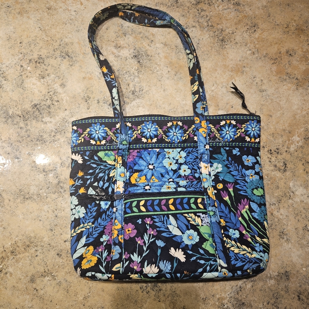 Floral Vera Bradley Tote Bag - Black and Blue